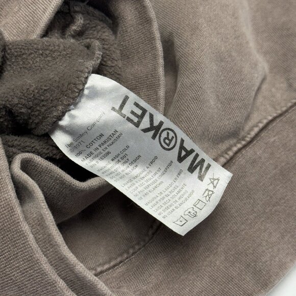 MARKET Sweatshirt Mens Large L Grey Brown Smiley Face Logo Crewneck Chinatown - Picture 10 of 12